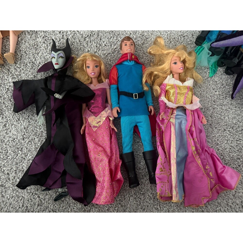 Disney Princess Sleeping Beauty Maleficent Aurora Phillip Fashion Doll Set 11"